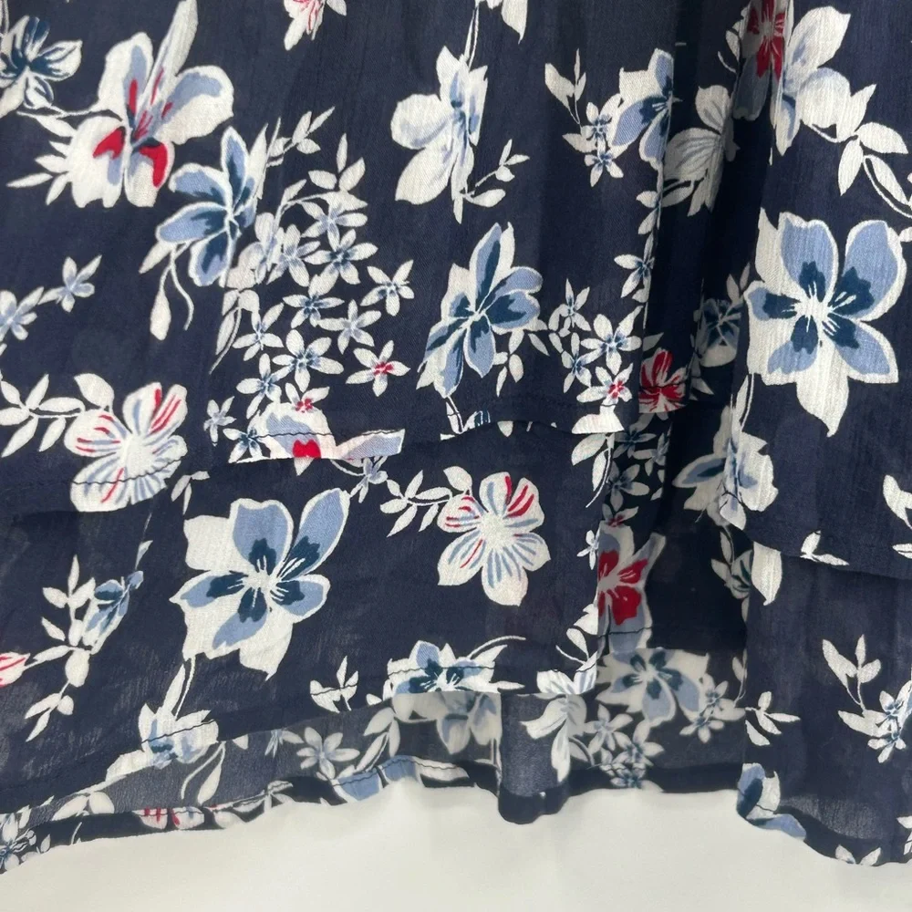 "NWT" J.Jill Navy Floral Maxi Dress Lined With Tie Waist- Size 2X - Picture 13 of 13